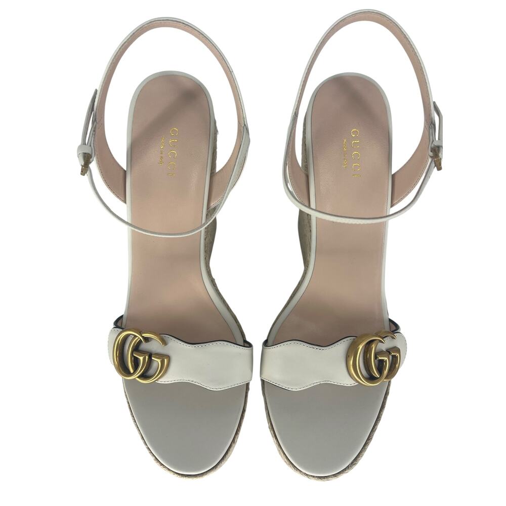 Gucci Aitana Marmont GG Leather Platform Espadrille Wedge Sandals 41 - Picture 9 of 16